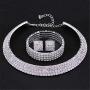 U/D Layered Shiny Rhinestone Beads Bracelet Choker Necklace Jewelry Set Glitter Multi Rows Crystal Long Fringe Tassel Drop Dangle Earrings for Women Girl Bridal Wedding Accessory