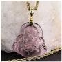 Laughing Buddha Light Pink Jade Pendant Necklace Rope Chain Genuine Certified Grade A Jadeite Jade Hand Crafted, Pink Jade Necklace, 14k Gold Finish Laughing Jade Buddha Necklace, Pink Jade Medallion, Mens Jewelry, Buddha Chain, Buddha Necklace
