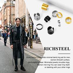Stainless Steel Open Band Ring for Men Women 18K Gold/Black Plated Brush/Smooth Surface Rings Set Minimalist Jewelry(with Gift Box)