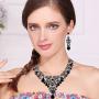 EVER FAITH Rhinestone Crystal Enamel Party Butterfly Teardrop Necklace Earrings Set