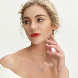 YL Teardrop Necklace Sterling Silver Dancing Diamond Pendant Halo Created Emerald/Garnet/Sapphire/Zirconia Jewelry for Women