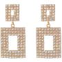 DanDanF Geometric Rhinestone Fully-jewelled Dazzle Statement Earrings, 14K Gold Plated Jewelry Gift for Women
