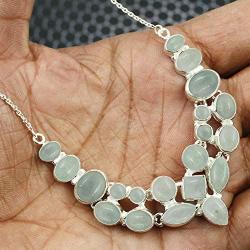 Natural Turquoise Lapis Moonstone Necklace Multi stone 925 Silver Overlay Handmade Fashion Necklace Jewelry