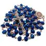 Nazareth Store Deep Blue Crystal Beads Rosary Necklace Catholic Prayer Jerusalem Holy Soil Medal Cross Holy Land Antique Religious Rosaries Beads Collection