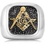 Gungneer Masonic Ring for Men Stainless Steel Square and Compass Symbol Biker Signet Master Freemason Jewelry