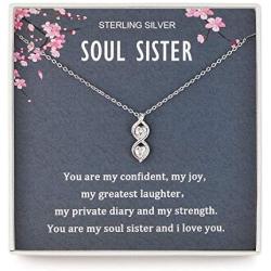 Sister Gifts from Sister,Soul Sister Gifts, Best Friend Jewelry,Sterling Silver Infinity Necklace Best Friend Birthday Gifts