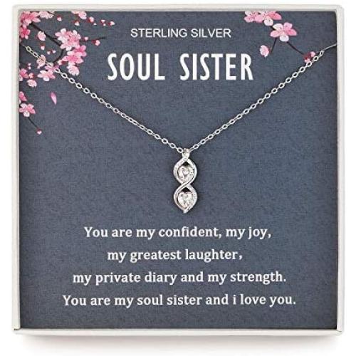 Sister Gifts from Sister,Soul Sister Gifts, Best Friend Jewelry,Sterling Silver Infinity Necklace Best Friend Birthday Gifts