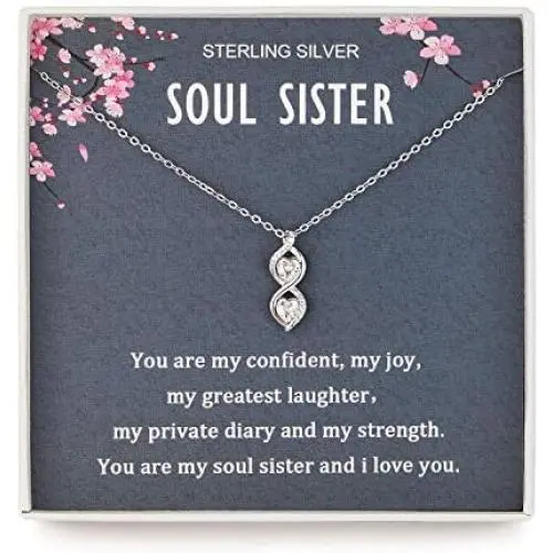 Sister Gifts from Sister,Soul Sister Gifts, Best Friend Jewelry,Sterling Silver Infinity Necklace Best Friend Birthday Gifts