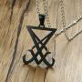 MEALGUET Stainless Steel Goth Gothic Witch Seal of Lucifer Sigil of Lucifer Satan Satanic Symbol Pendant Necklace,24'' Chain