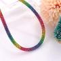ZITULRY Crystaldust Choker Necklace for Women Rainbow Colored Rhinestone Beaded Choker Necklace for Girls