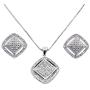 Lavencious Square Shaped Jewelry Set Necklace & Earrings Trendy Micro Paved AAA Clear Cubic Zirconia For Women