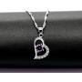 Uloveido White Gold Plated Arrow Heart Pendant Necklace for Women Girls with Purple White Cubic Zirconia N662