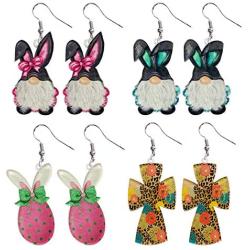 Stology Easter Acrylic Earrings, Bunny Gnome Statement Dangle Earrings Resin Leopard Cross Egg Jewelry Holiday Fashion Accessories for Women Girls