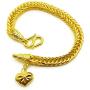 Braid Gorgeous Heart Charm Thai Baht Yellow Gold Plated Filled Bangle 23k 24k Bracelet Jewelry 7 inch