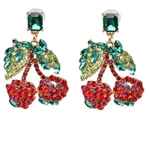 Summer Colorful Shiny Crystal Rhinestone Cute Fruit Watermelon Pineapple Drop Earrings Cherry Earrings Holiday Jewelry Summer Colorful Shiny Crystal Rhinestone Cute Fruit Watermelon Pineapple Drop Earrings Cherry Earrings Holiday Jewelry