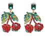 Summer Colorful Shiny Crystal Rhinestone Cute Fruit Watermelon Pineapple Drop Earrings Cherry Earrings Holiday Jewelry