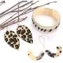 Leopard Earrings Bangle Bracelets for Women Cheetah Print Layer Bracelets Resin Acrylic Hoop Dangle Earrings Leather Leopard Leaf Drop Earrings Jewelry Set for Girls