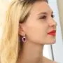 Gem Stone King 925 Sterling Silver Emerald Cut Red Created Ruby Earrings For Women (16.60 Cttw Emerald Cut 14X10MM)