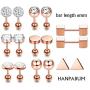 Hanpabum 9 Pairs Stainless Steel Ball Stud Earrings Barbell CZ Cartilage Helix Ear Piercing Jewelry Set for Men Women