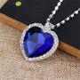 AILUOR Titanic Heart of The Ocean Neckalce, Royal Blue Crystal Created Sapphire Pendant with Silver Plated Necklace Jewelry