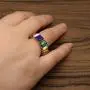 Rainbow Baguette Band Ring Anniversary Eternity Band Cubic Zirconia Ring Crystal Wedding Cocktail Rings Fashion Luxury Jewelry for Women Girl Rainbow Baguette Band Ring Anniversary Eternity Band Cubic Zirconia Ring Crystal Wedding Cocktail Rings Fashion Luxury Jewelry for Women Girl