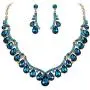 BriLove Wedding Bridal Jewelery Set for Women Teardrop Single-Row Rhinestone V-Shaped Necklace Dangle Earrings