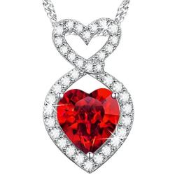 Mothers Day Birthday Gifts for mom Double Hearts Forever Love Infinity Jewelry April Simulated Diamond Birthstones Emerald Peridont and more stones Necklace for Wife Sterling Silver