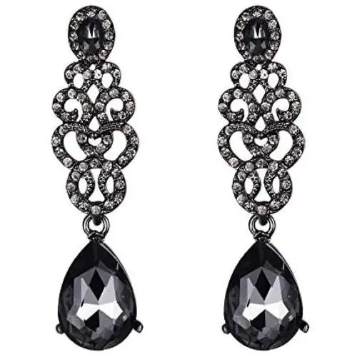 EVER FAITH Womens Crystal Gorgeous Bridal Floral Dangle Teardrop Chandelier Pierced Earrings EVER FAITH Womens Crystal Gorgeous Bridal Floral Dangle Teardrop Chandelier Pierced Earrings