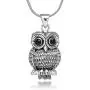 925 Oxidized Sterling Silver Vintage Detail Black Eyes Owl Tree Branch Pendant Necklace, 18 inches 925 Oxidized Sterling Silver Vintage Detail Black Eyes Owl Tree Branch Pendant Necklace, 18 inches