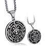 Elfasio Stainless Steel Necklace Pendant for Men Seal of Astaroth Key of Solomon/Seal of Lilith Sigil of Lucifer Seal Both Sided Pendants Chain 18-30 inch