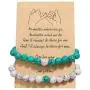 LIU JUN 2pcs Beads Bracelets for Women Man,Couple Bracelets Friendship Charm for Teen Girls Beaded Sister Jewelry Gifts