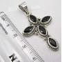 SilverStarJewel Black Onyx tcw 4.0 Pendant 1.7'' Solid Sterling Silver Jewellery Gift
