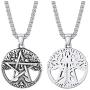 FaithHeart Celtic Knot Pendant Viking Norse Rune Necklace Stainless Steel Vintage Wicca Pentagram Talisman Necklace for Men Original Jewelry Customize