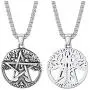 FaithHeart Celtic Knot Pendant Viking Norse Rune Necklace Stainless Steel Vintage Wicca Pentagram Talisman Necklace for Men Original Jewelry Customize