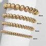 Gold Beaded Bracelets for Women, 14K Gold Plated Bead Ball Layered Bracelets Set Copper Beads Stackable Elastic Stretch Gold Bracelets Fashion Beaded Jewelry