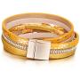 FANCY SHINY Leather Wrap Bracelet Boho Cuff Bracelets Crystal Bead Bracelet with Magnetic Clasp Jewelry Gifts for Women Teen Girls