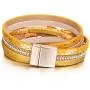 FANCY SHINY Leather Wrap Bracelet Boho Cuff Bracelets Crystal Bead Bracelet with Magnetic Clasp Jewelry Gifts for Women Teen Girls