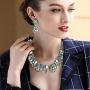 BriLove Womens Tribal Ethnic Crystal Mix-Shape Cluster Statement Necklace Dangle Earrings Set