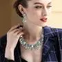 BriLove Womens Tribal Ethnic Crystal Mix-Shape Cluster Statement Necklace Dangle Earrings Set BriLove Womens Tribal Ethnic Crystal Mix-Shape Cluster Statement Necklace Dangle Earrings Set