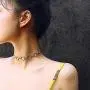 Simple Geometric Hearts Necklace Lolita Choker Chain Cuban Chunky Clavicle Chain Necklace Punk Chic Style Street Fashion Wedding Dress Jewelry for Girls Women