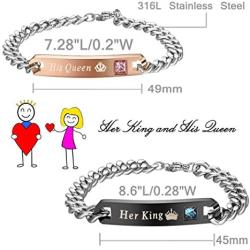 LOYALLOOK Couples Necklaces Bracelets Set for Him and Her,His Queen Her King Couples Jewelry Set Gifts for Lover Valentines Day Gifts