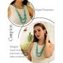 Campion Bohe Turquoises Layered Necklace Silver Beach Turquoise Necklaces Chain Beads Necklace Jewelry for Women and Girls
