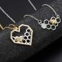 ORAZIO 2PCS Stainless Steel Beehive Bee Hive Honey Bee Necklace Hexagon Honeycomb Heart Pendant Necklace