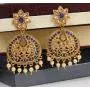 Ratna creation SANARA Bollywood Indian Wedding Designer Gold Tone Pearl Polki Stone Dangle Earring Set Jewelry