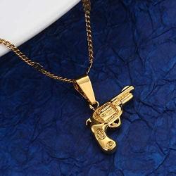 Yongkan Jewelry Gold Plated Revolver Pistol Gun Hip Hop Pendant Necklace