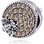Sambaah Butterfly Charm Sterling Silver Enameled Lucky Charm Bead Heart Shaped Dangel Pendant with Cubic Zirconia for Women Bracelets