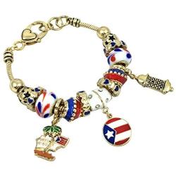 Elosee Puerto Rico Theme Murano Glass Charm Bracelet 7.5 Inch