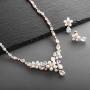 Mariell Cultured Freshwater Pearls & CZ Rose Gold Plated Wedding Necklace and Earrings Set for Brides