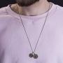 Steve Madden Mens Oxidized Anchor and Compass Design Coin Charm Chain Necklace in Stainless Steel, Silver, 28
