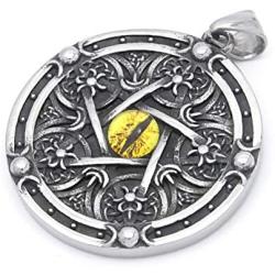 Warvik Wiccan Pentagram Star Knot Medallion Necklace Tree of Life Silver Color, Stainless Steel Jewelry Men Women Wheat Chain 20/28 Inch